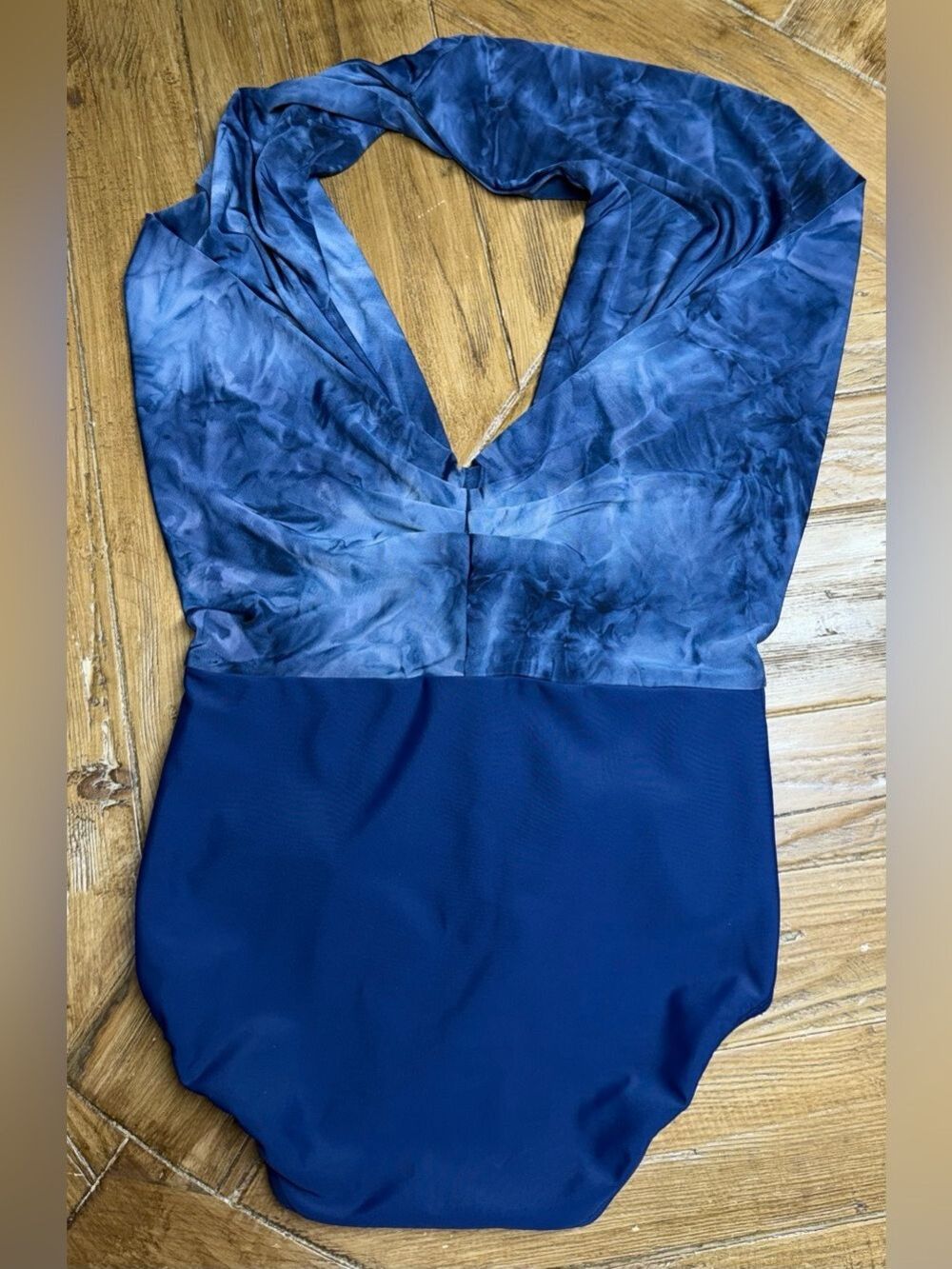 Sadie Jane Blue Deep Plunge Halter Dance Leotard Adult XS
